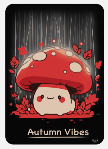 Cartoon mushroom enjoying the fall